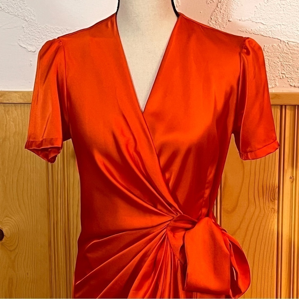 Shahar Avnet Orange Tulip Wrap Midi Dress Sz-One Size - Picture 3 of 11